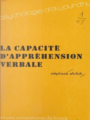 cover image of La capacité d'appréhension verbale